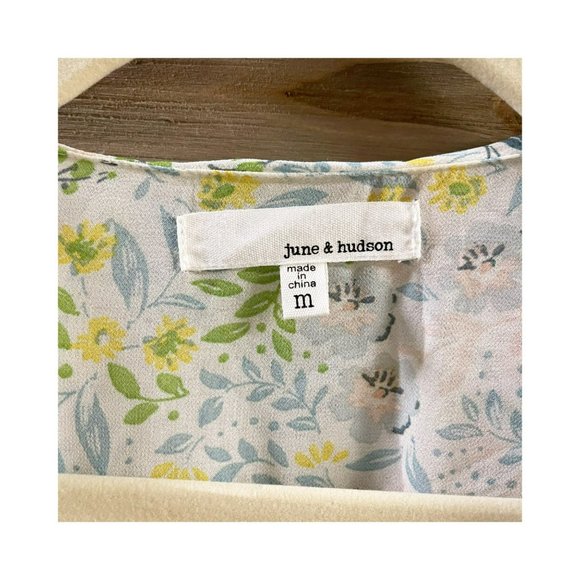 JUNE & HUDSON Sheer Floral Kimono Ruffle Tie Waist Women's Size M - Picture 8 of 15